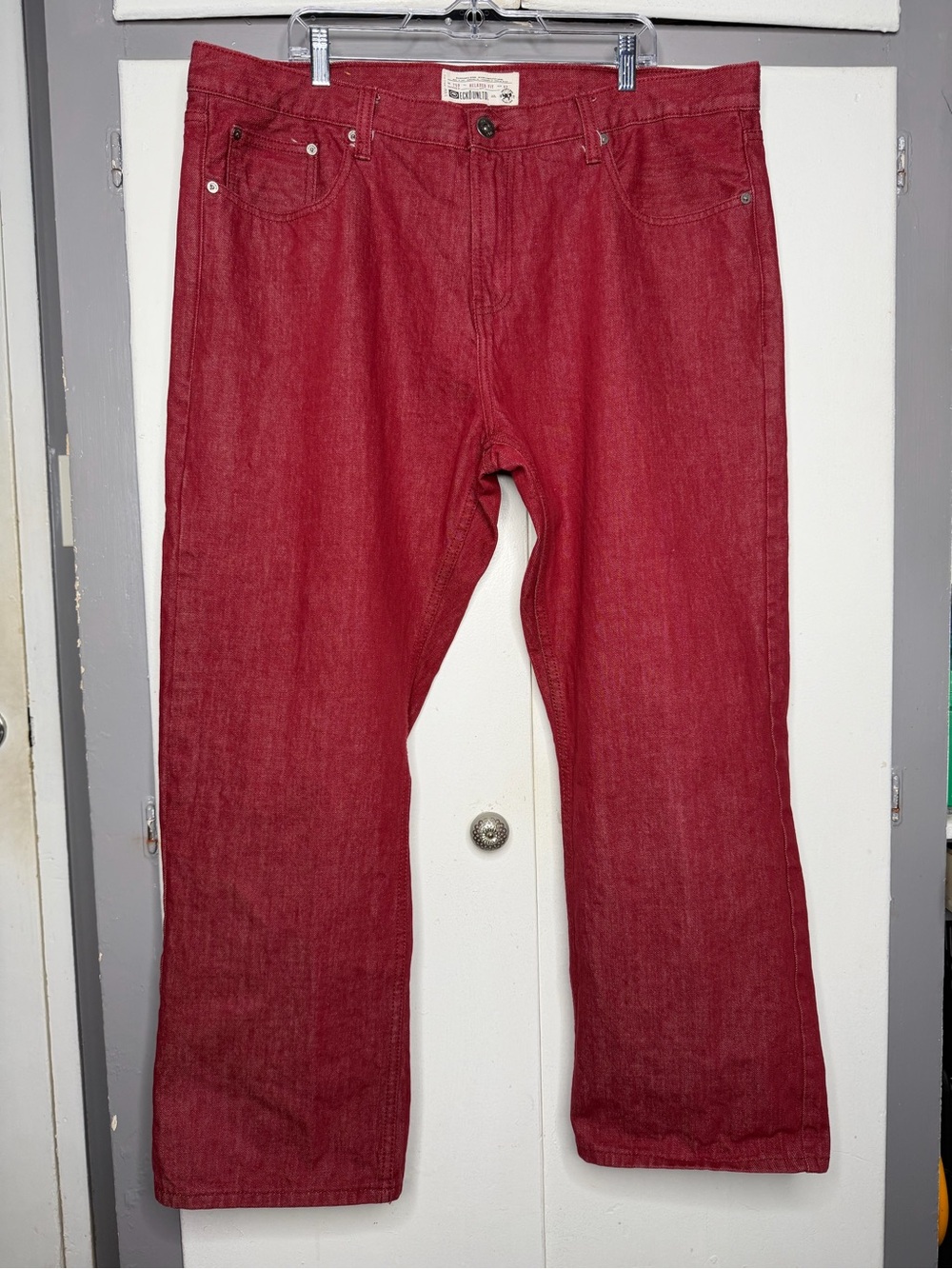ECKO UNLTD Relaxed Fit Jeans Mens Size 42 Red Denim Fit Skater Grunge Hip Hop